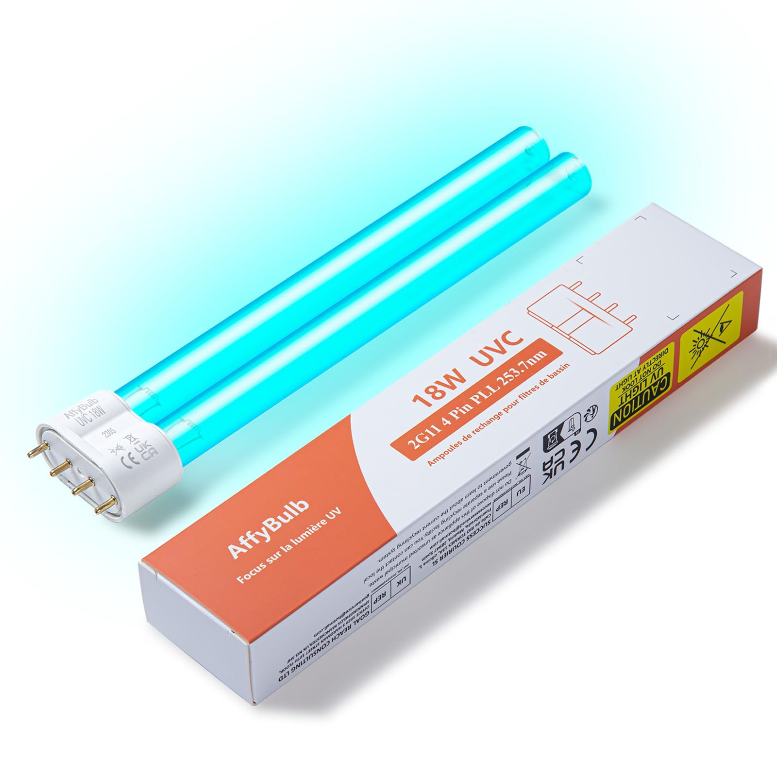AffyBulb 1 * 18W PLL 2G11 4-Pin Replacement UV Bulb Lamp for Pond Filter UVC & Clarifiers