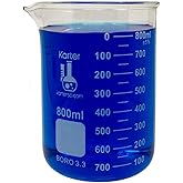 800ml Beaker, Low Form Griffin, Borosilicate 3.3 Glass, with Spout & Printed Graduations, Karter Scientific 232U4