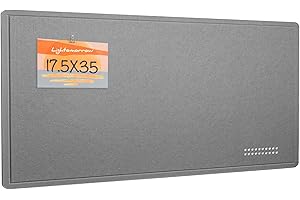 LIGHTOMORROW Bulletin Board, 35 x 17 1/2 inches Felt Board - Decorative Pin Board, Cork Board Alternative for Wall, Foldable Picture Board Self-Adhesive Vision Board Prayer Board with 20 Pushpins - Gray