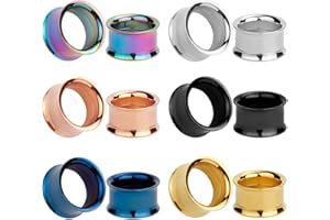 KUBOOZ 12pcs Set Colorful Stainless Steel Screwed Mix Ear Plugs Tunnels Gauges Stretcher Piercings