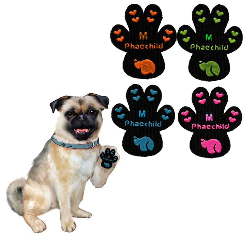 Phaechild Dog Paw Pads Anti-Slip Grips,20 sets 80 Pads Dog Paw Protectors for Senior Dogs on Hot Pavement,Provides Traction to Keep Them from Slipping on Smooth Floors Multicolor M