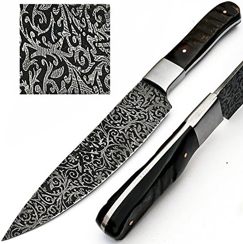 8712 damascus knife custom handmade / 12" / handle made of ram horn / chef knife / kitchen knife / universal knife ....... butcher's knife ... collection of knife .... one of its kind