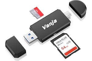 Vanja SD Card Reader USB C, USB 3.0 Dual Slots Camera Memory Card Reader Micro SD Card Adapter for SD, SDXC, SDHC, MicroSD | 