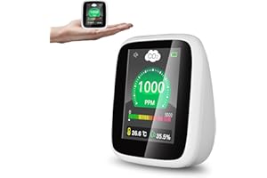 DIENMERN CO2 Monitor Carbon Dioxide Detector, 5-in-1 Indoor Air Quality Monitor, Portable CO2 Tester with Alarm, Tester for Carbon Dioxide, Temperature & Humidity, CO2 Sensor for Grow Tents, Bedroom, Home