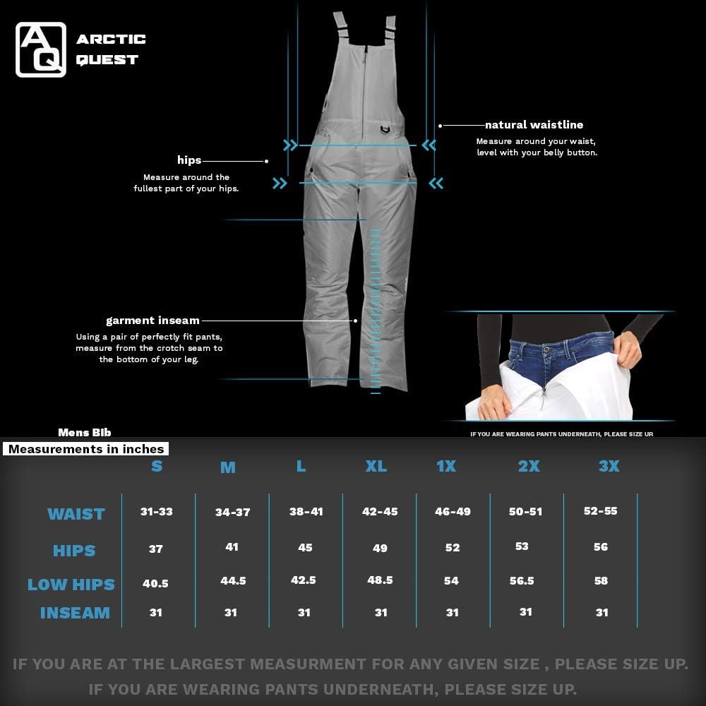 Arctic Quest Mens Insulated Water Resistant Ski Snow Bib Pants: Clothing