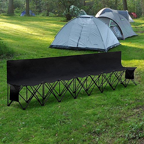 Yaheetech 8 Seats Portable Folding Bench for Camping Bench Chairs with Backrest Black - Thumbnail 5
