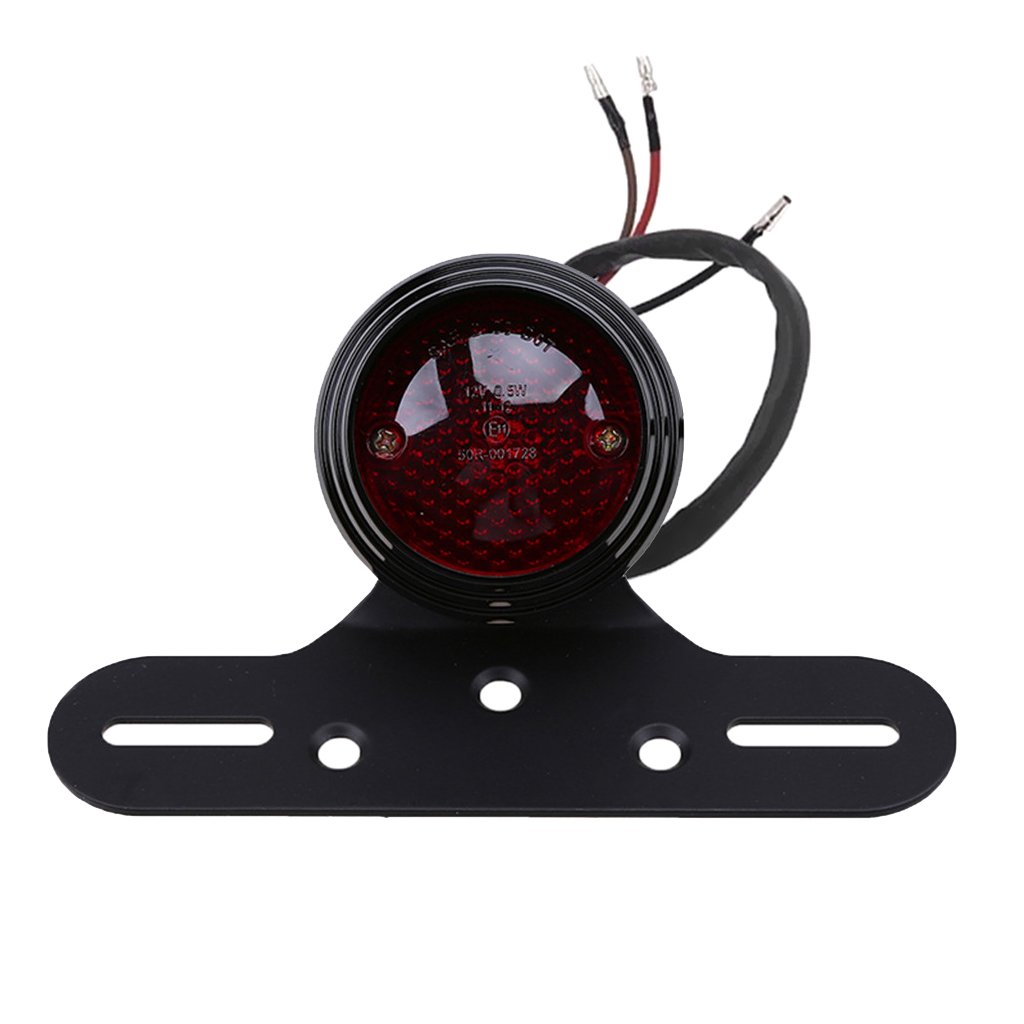 Sharplace Moto Feu Stop Arri/ère 12V Support De Plaque DImmatriculation Lat/éral Mount pour ATV Cafe Racer Noir