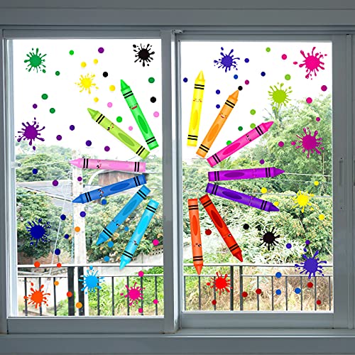 192 Pieces Crayon Wall Decals Splatter Wall Sticker and Multicolor