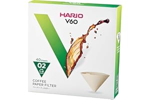 Hario V60 Paper Coffee Filter, Size 02, Natural, 40ct Box