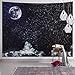 SYNEE Moon Stars Wall Tapestry Outer Space Tapestry Galaxy Tapestry Night Sky and White Cloud Tapestry for Room (51.2 x 59.1 inches)
