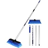 ZimiTeda PBT Car Wash Brush with Long Handle 10'' Larger Soft Bristle Brush Head Rubber Bumper for Vehicle Wheel RV SUV Boat Truck Solar Panel Deck Washing, 60'' 151cm