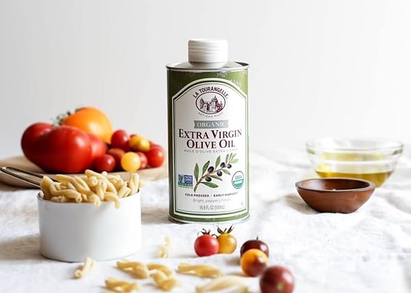 LA TOURANGELLE, ORGANIC EXTRA VIRGIN OLIVE OIL, COLD-PRESSED EVOO FROM SPAIN, 16.9 FL OZ – SPANISH OLIVE OIL WITH POLYPHENOLS FOR COOKING, DRIZZLING, MARINADES, AND DIPPING, RICH FLAVOR