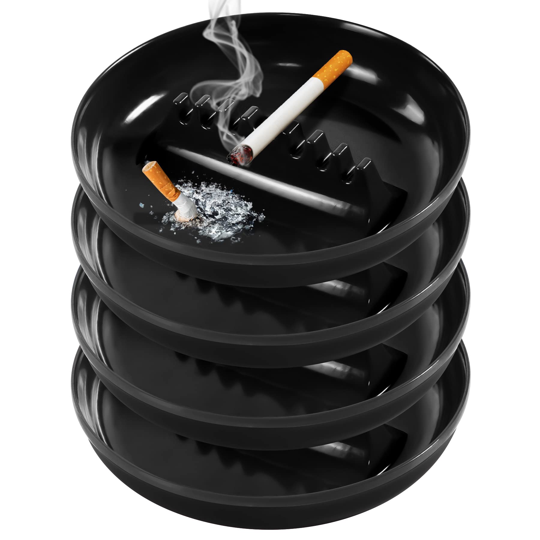 cigarette smoke ashtray Grovind Plastic Ashtrays for Cigarettes and Cigars, Indoor One Size, 4  Black
