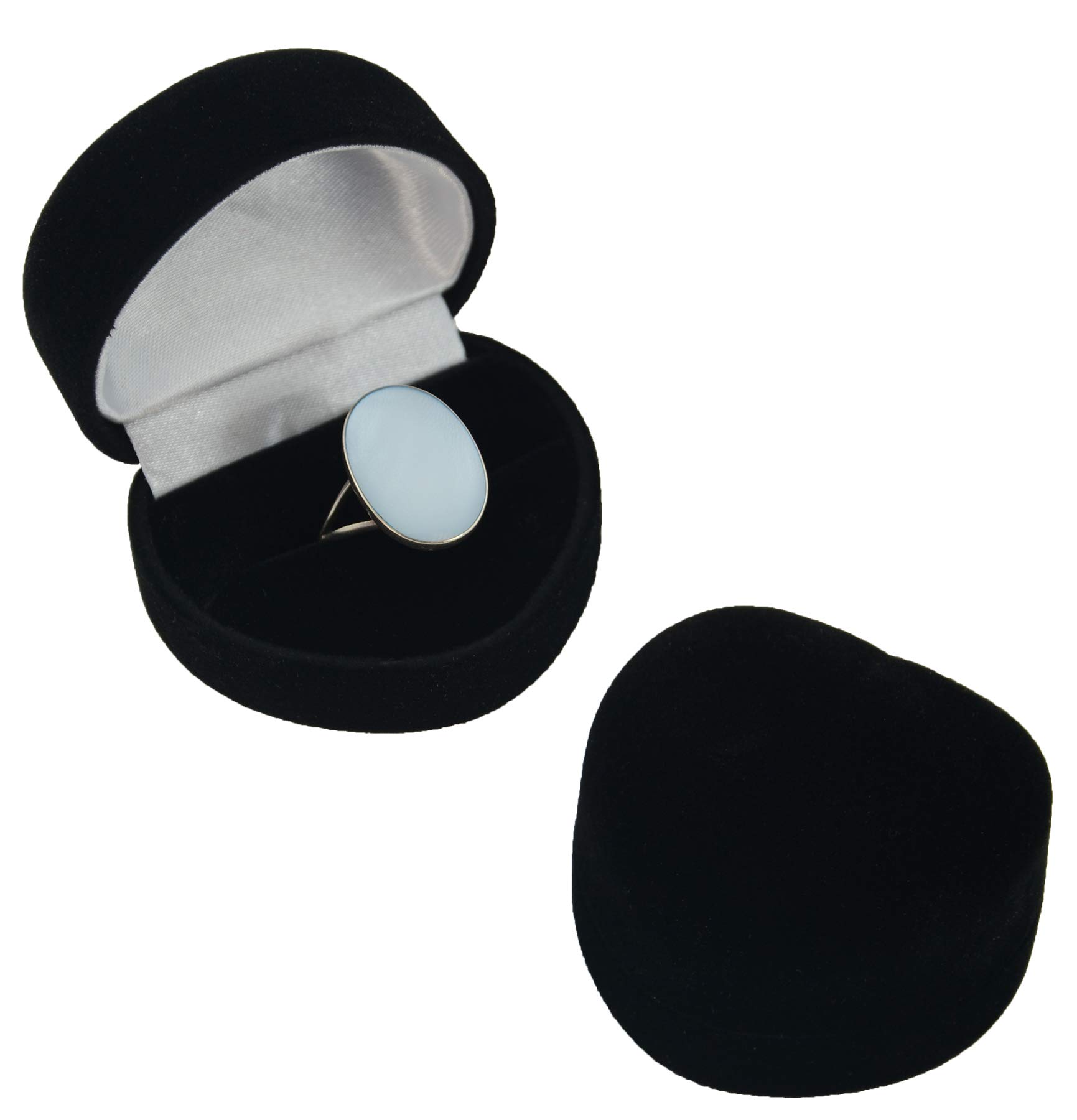 boxdisplays 1 x Black Velvet Heart Shaped Ring Box - Wedding, Engagement Ring Box Jewellery Ring Presentation Box