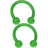 2pc Acrylic Horseshoe Circular Barbell 16 Gauge 5/16 Colored Plastic UV Flexible Cartilage Earrings
