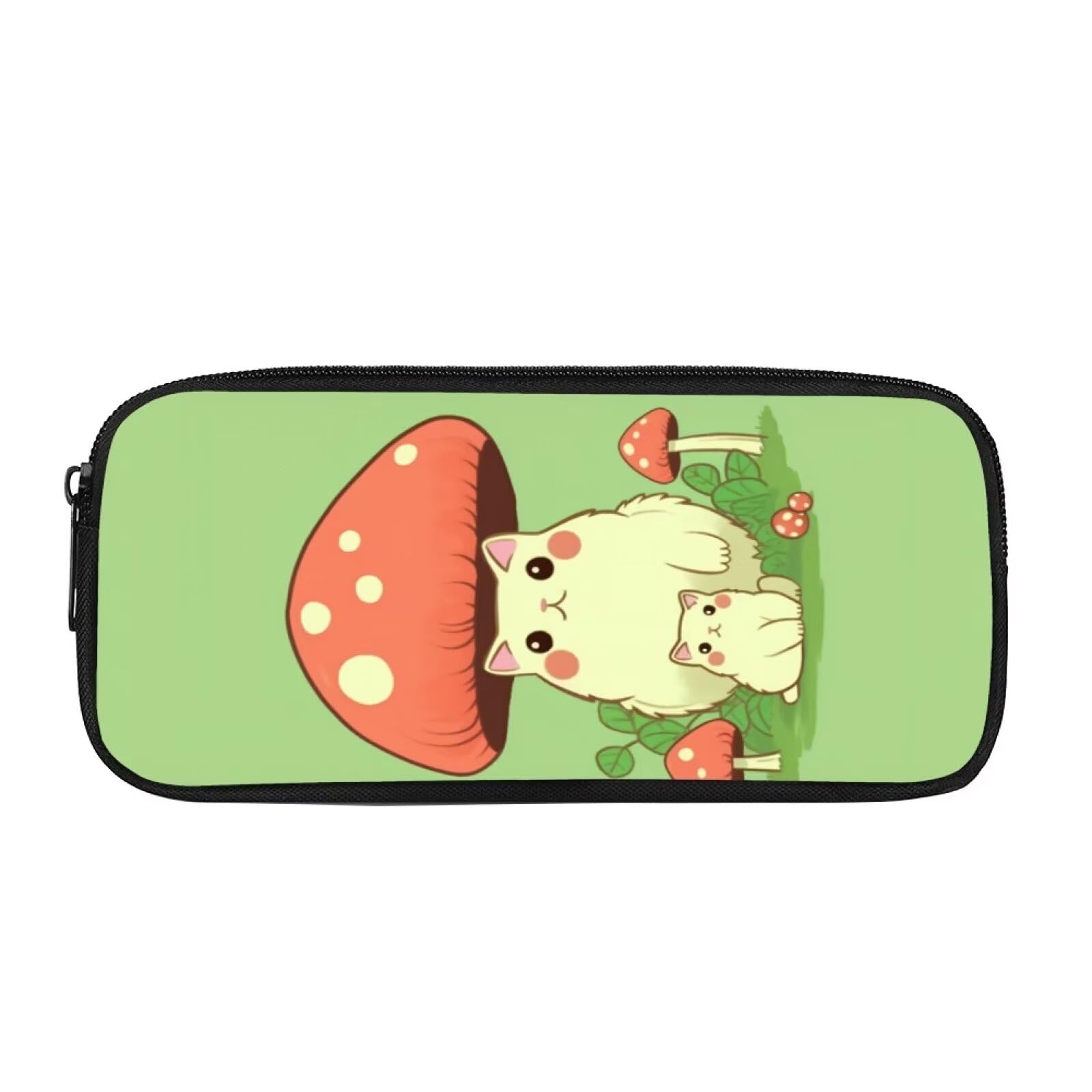 Showudesigns Mushroom Cat Pencil Case for Girls Pen Bag Children Pencilcase Elementary School Supplies Stationery Storage Pouch Green Purse — image 1