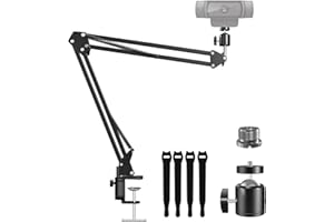Etour Webcam Stand, Boom Arm Camera Mount Stand for Logitech Webcam BRIO 4K C920 C920S C922 C922x C925e C930 NexiGo N60, 1/4"