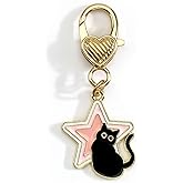 SHTALHST Black Cat Keychain Pink Star Keychain Black Cat Bag Charm Cute Small Gifts for Women Friends Daughter Coworker