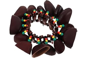 ERINGOGO African Tribal Rattle Bracelet Handmade Percussion Accessory with African Drum Nut Shells Versatile Musical Instrume
