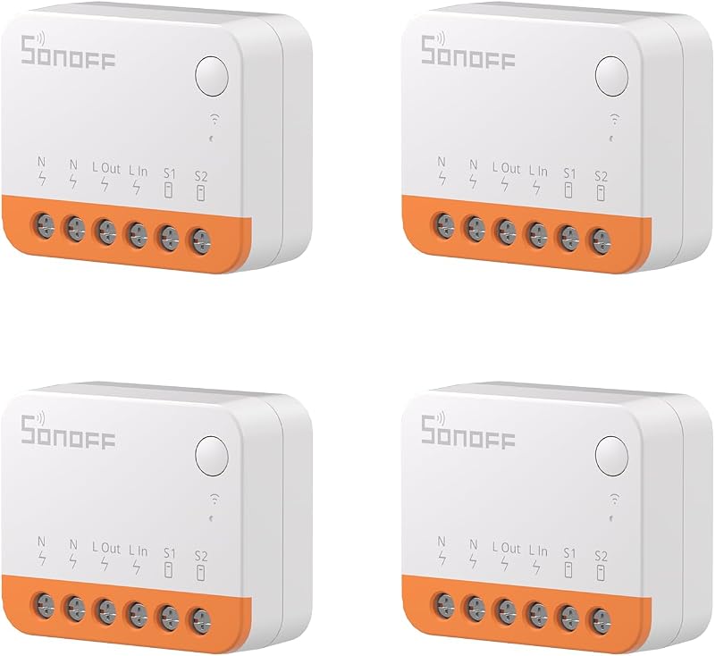 MINI R4 4PCS WiFi Smart Switch 2-Way, Interruttore intelligente DIY, modalità relè staccabile, WiFi 2.4G, controllo APP, Funziona con Alexa, Google Home Assistant, controllo remoto eWeLink