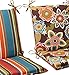 Pillow Perfect Reversible Floral Stripe Indoor/Outdoor Solid Back 1 Piece Square Corner Chair Cushion with Ties, Deep Seat, Weather, and Fade Resistant, 36.5