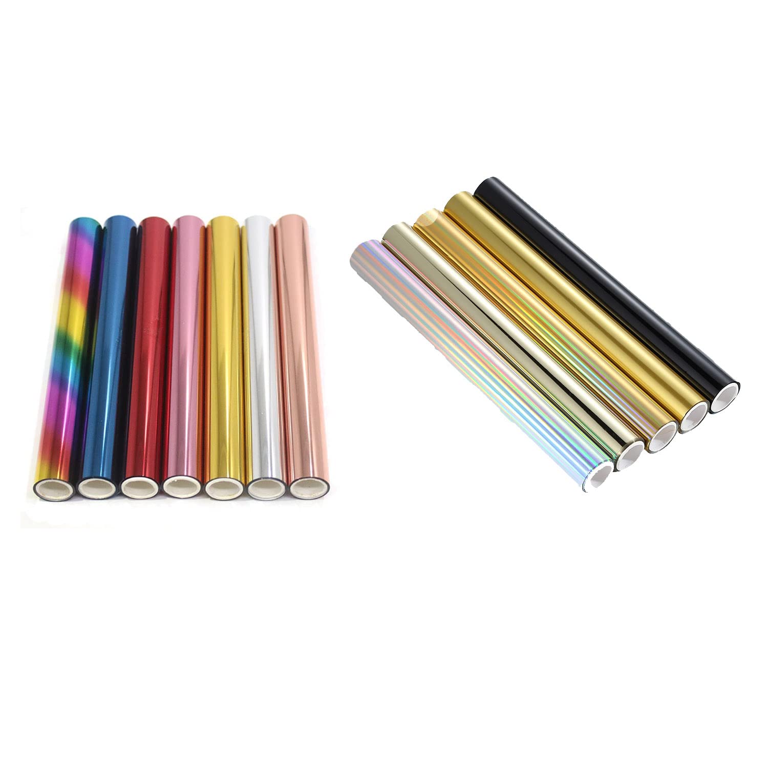 OTCRAFT 12 Ppcs Glimmer Hot Foil, Metallic Variety Multi Color 19Cmx5 Meters Fiver Rollers Stamping Gold Foil, Foil by Laser Printer and Laminator Toner Reactive Foil for Scrapbooking Paper Crafts