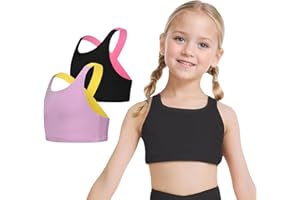 SEAUR 2 Pack Girls Basic Dance Crop Tank Top Wide Shoulder Straps Cross Back Athletic Sports Yoga Tank Tops Camis Activewear