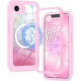 Bizzib for Apple iPhone 17e/16e Case Compatible with MagSafe Built-in 9H Screen Protector &amp; Camera Lens Guard Military Grade Full Body Protection Shockproof Phone Case Cover,Pink Glitter