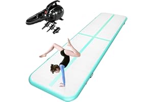 ZENOVA Inflatable Gymnastics Mat Tumble Track Air Tumbling Mat Floating Water Mat 10FT/13FT/16FT 4 inches Thickness for Home Use Tumbling, Training, Cheerleading,Yoga,Water Lake with Electric Air Pump