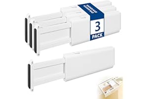 Drawer Dividers for Clothes 3 Pack Adjustable Drawer Organizers Plastic Dresser Separators for Kitchen Bathroom and Bedroom