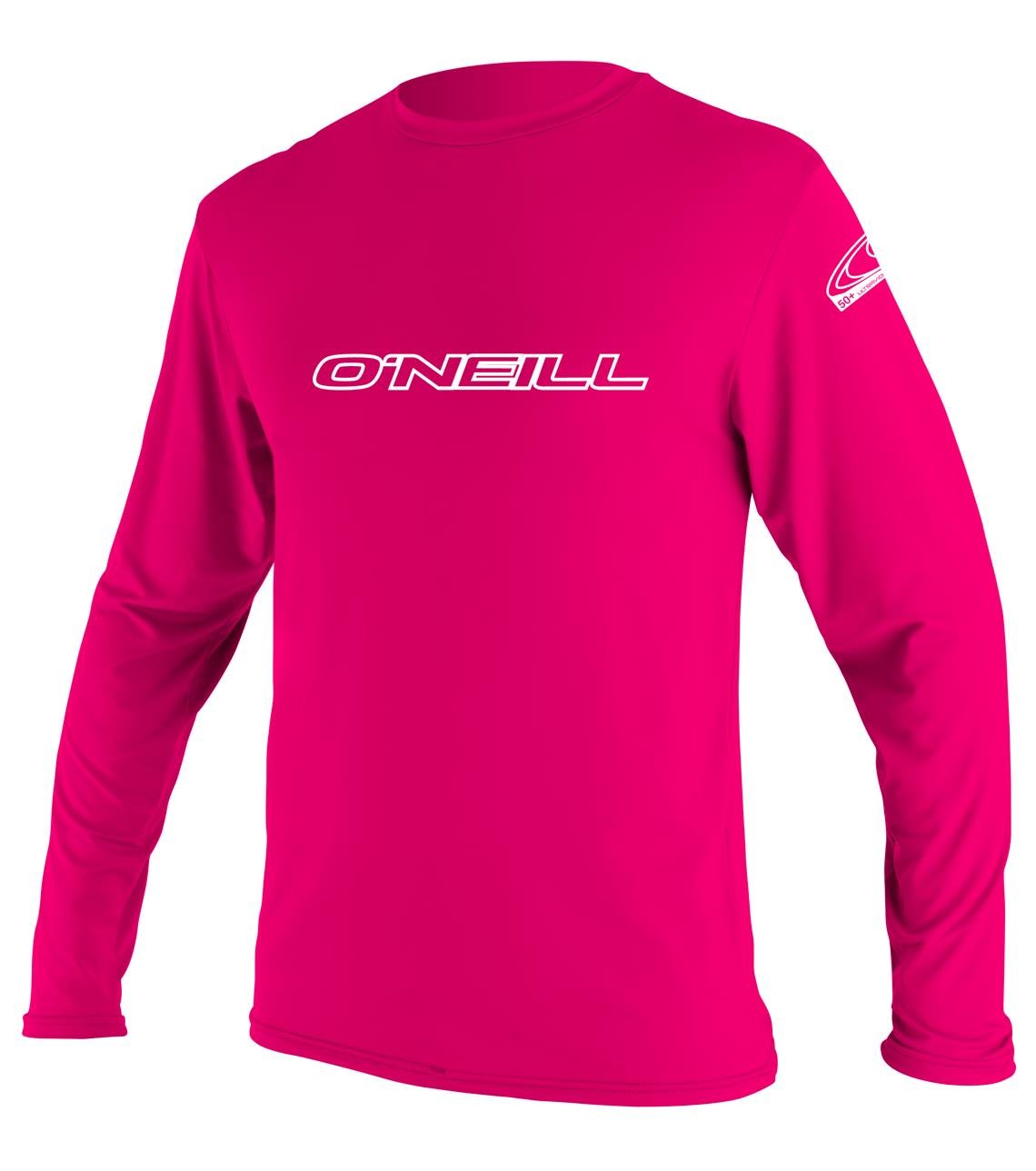 O'Neill Youth Basic Skins Long Sleeve Rash Vest - Watermelon, 10