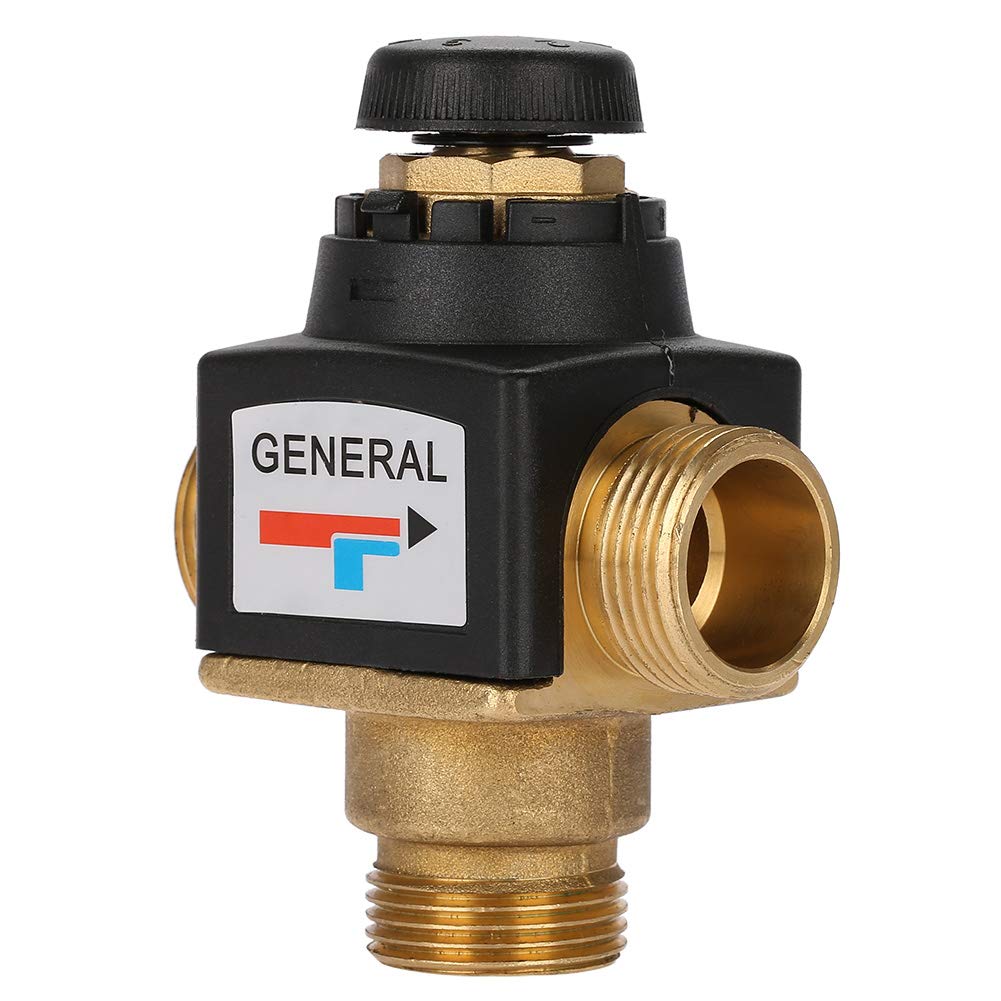 DEWIN Thermostatic Mixing Valve, Brass Valve 3 Way DN20 Male Thread for Solar Water Heater