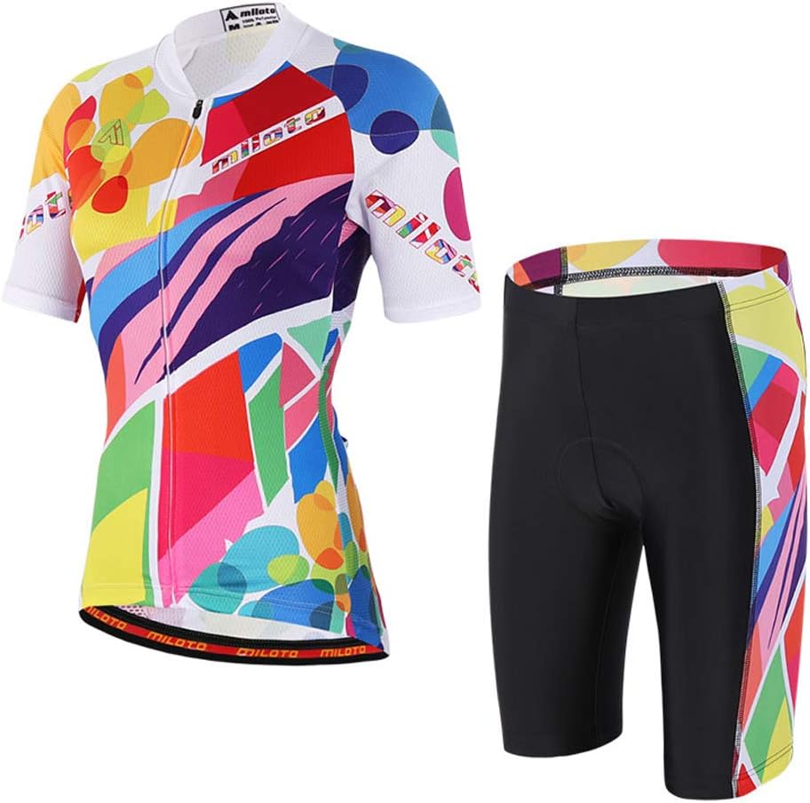 MILOTO Women's Cycling Jersey Reflective Shirt Padded Shorts Set