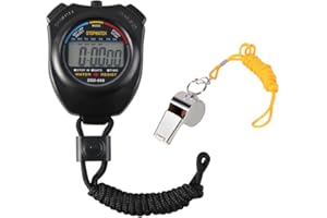 Vicloon Digital Sport Stopwatch Timer with Stainless Steel Whistle,Large LCD Display Suitable for Football,Basketball, Running,Swimming,Fitness and More