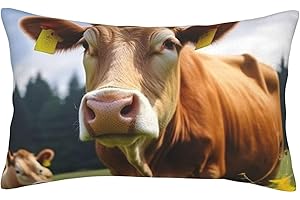 Velvet Pillow Cases Queen Size 20"x30", Luxury Ultra Soft Fuzzy Pillowcases, Animal Brown Cow Pillow Covers with Zipper, Cozy
