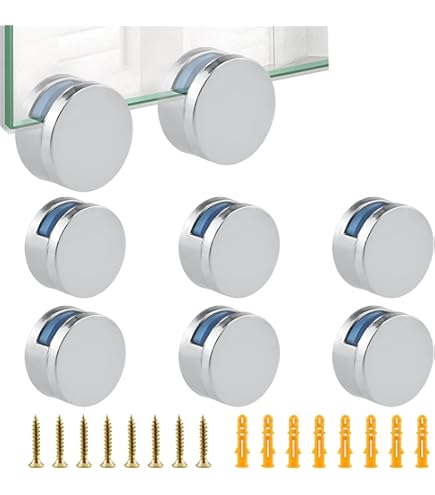 Kaileyouxiangongsi Juego De 4 Clips De Vidrio Flotante De Aleación De Zinc, Soporte Para Espejos De Pared Y Clip, Espejos De Baño, Hoja De Soporte, Espejo De Tocador De Uñas, Montaje