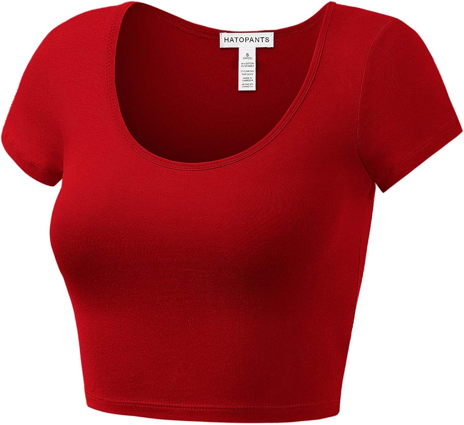 Women's Cotton Basic Scoop Neck Crop Top Short Sleeve Tops at  Women’s Clothing store