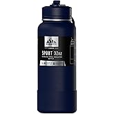Hydrapeak 32oz Sport Insulated Water Bottle with Straw Lid, Leak & Spill Proof, Keeps Drinks Cold for 24 Hours, Hot for 12 Hours, Premium Stainless Steel Water Bottles (32oz, Navy)