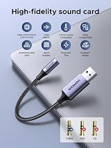 UGREEN USB to 3.5mm Jack Audio Adapter USB DAC TRRS Mic Headset Xbox PS4 Switch view 2
