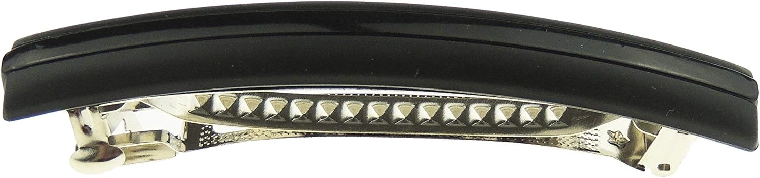 Womens Girls Classic Plain Wedding Birthday Party Evening Ponytail Fine Medium Hair Accessories Occasion Barrette Hairpin French Spring Clip Rectangular Thin Long Modern Matte Black - Image 3