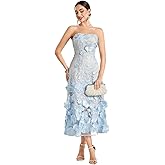 NeeMee 3D Floral Dress A Line Double Light Blue Daily Summer Seaside