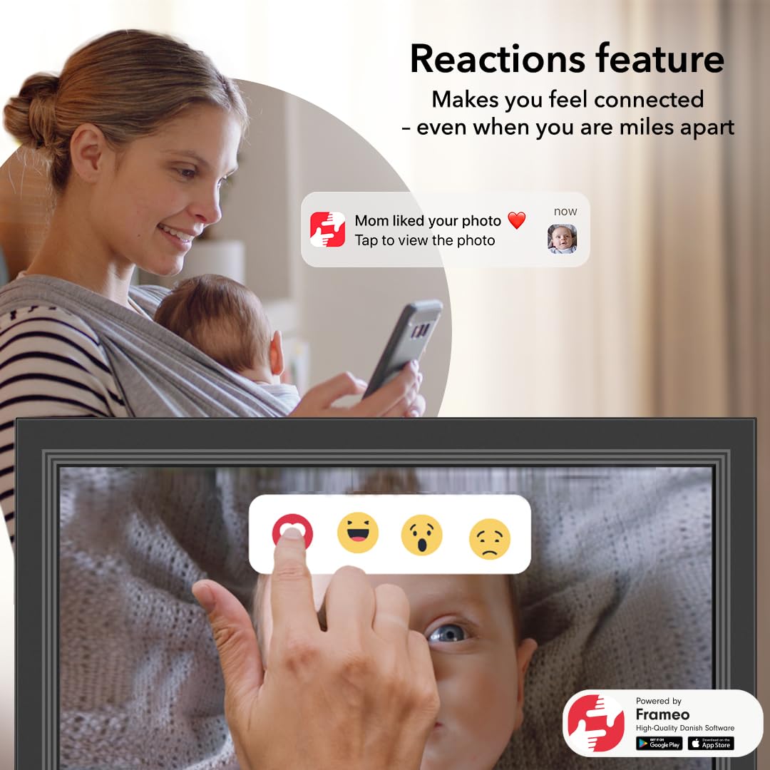 FRAMEO Digital Picture Frame- 15.6inch Digital Photo Frame with 1920 * 1080 IPS Touch Screen HD Disply,Built-in 32GB Storage,Wall-Mounted,Digital Frame Share Photos and Videos via Frameo App