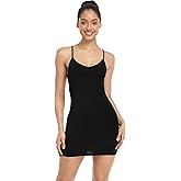 Qaffier Full Slips Dress for Women Adjustable Spaghetti Strap V Neck Under Dress Camisole Mini Slip Dress