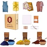 Fabric Tie Dye Kit with 3 Colors | Natural Shibori Powder | Indigo, Sunflower Yellow and Turkey Red | Perfect Clothing Dying 