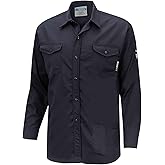 Oberon FR Arc Rated Button-Up Safety Shirt For Men - Flame Resistant Cotton - 10 Cal - Class 3 - Navy