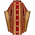 AwwwCos Unisex Catholic Priests Celebrant Church Vestments Clergy Elegance Chasuble Mass Costume Round Collar Robe Cloak