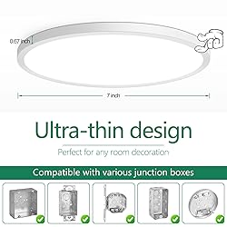 Brightever 7 Inch Flush Mount Ceiling Light, 12W