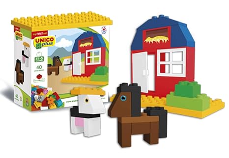 Unico Plus 8598 Konstruktions-Bausteine Scheune Pferd Pony 40 TLG