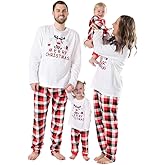 Weixinbuy Family Pajamas Set Christmas Pjs Matching Clothes Pajamas for Men Women Kids Toddler Baby Boy Girl Santa Sleepwear
