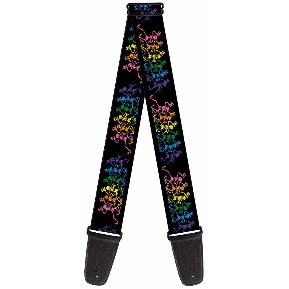 Buckle-Down Guitar Strap - Dancing Skeletons Black/Multi Color - 2" Wide - 29-54" Length